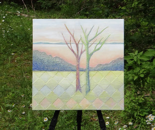 Original art for sale at UGallery.com | Standing Together by Brit J Oie | $750 | mixed media artwork | 20' h x 20' w | photo 3