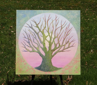 Original art for sale at UGallery.com | Tree of Life - Spring by Brit J Oie | $950 | mixed media artwork | 24' h x 24' w | photo 3