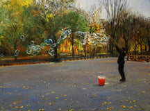 Original art for sale at UGallery.com | Bubble Meditation by Onelio Marrero | $975 | oil painting | 18' h x 24' w | thumbnail 1