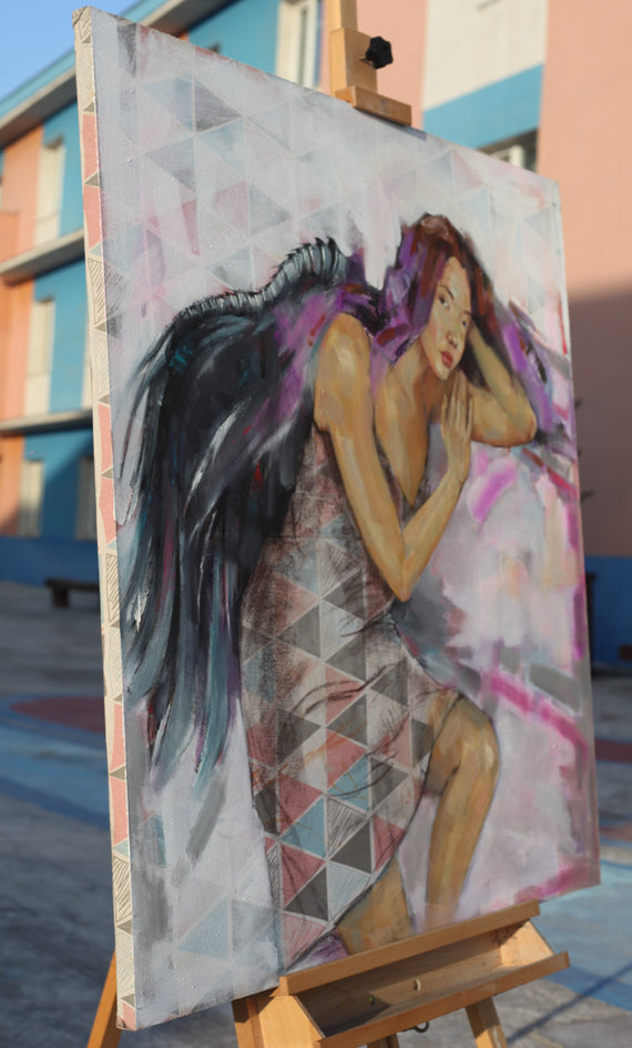 Inside Out /Purple/ by Mika Burt |  Side View of Artwork 