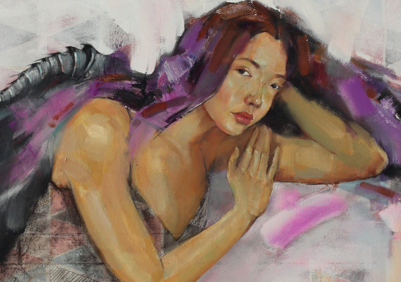 Inside Out /Purple/ by Mika Burt |  Closeup View of Artwork 