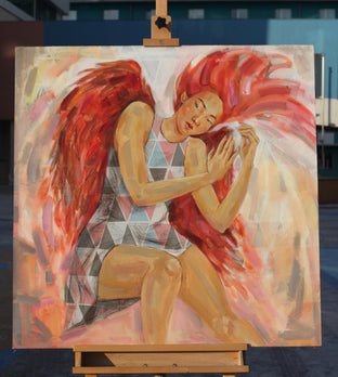Original art for sale at UGallery.com | Inside out /Red/ by Mika Burt | $4,350 | oil painting | 39.27' h x 39.27' w | photo 2