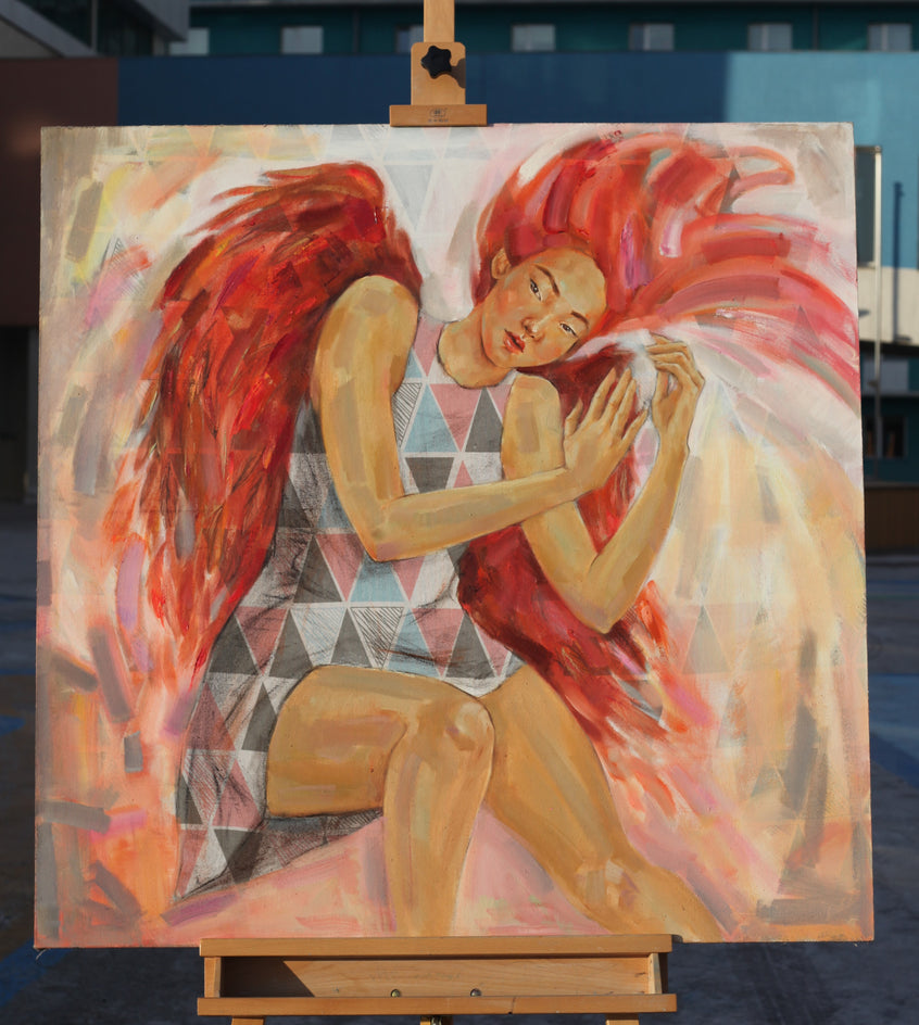 Inside out /Red/ by Mika Burt |  Side View of Artwork 