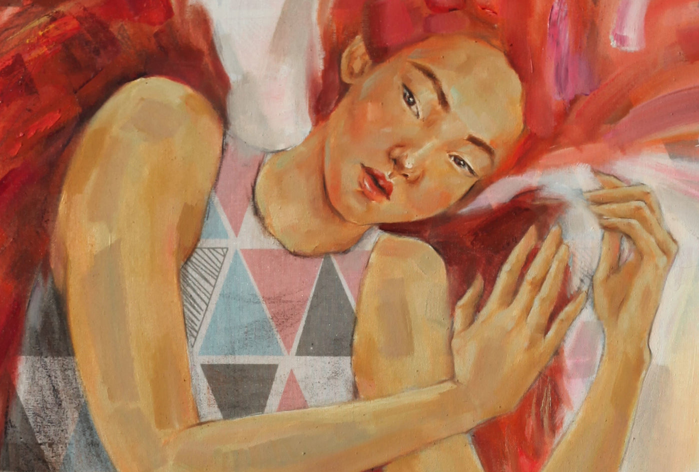 Inside out /Red/ by Mika Burt |  Closeup View of Artwork 