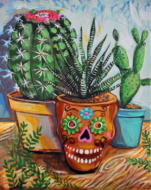 Original art for sale at UGallery.com | Cactus Garden by Kira Yustak | $700 | acrylic painting | 20' h x 16' w | photo 1