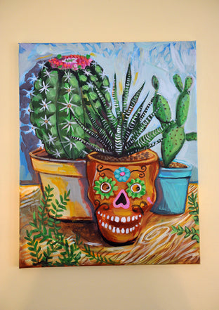 Original art for sale at UGallery.com | Cactus Garden by Kira Yustak | $700 | acrylic painting | 20' h x 16' w | photo 3