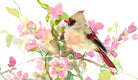 Original art for sale at UGallery.com | Female Cardinal and Pink Blossom by Suren Nersisyan | $325 | watercolor painting | 12' h x 16' w | thumbnail 2