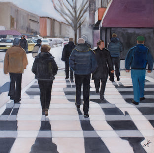 Original art for sale at UGallery.com | A Cold Day in the City by Carey Parks | $3,100 | acrylic painting | 36' h x 36' w | photo 1