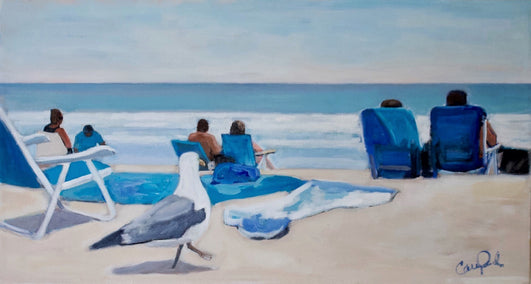 acrylic painting by Carey Parks titled Seagull on the Move