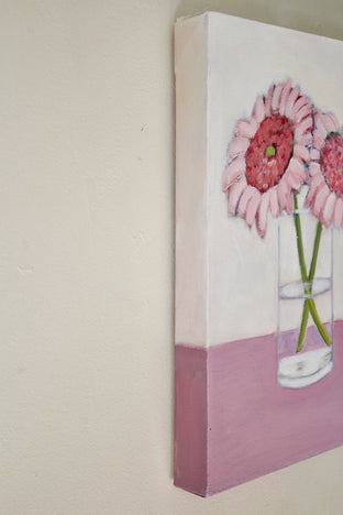 Two Pink Flowers by Carey Parks |  Side View of Artwork 