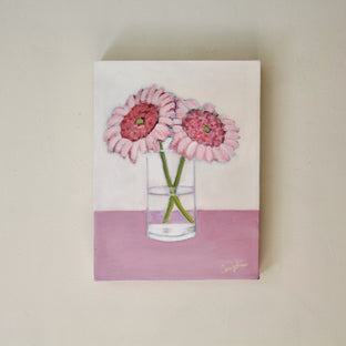 Two Pink Flowers by Carey Parks |  Context View of Artwork 