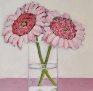 Two Pink Flowers by Carey Parks |   Closeup View of Artwork 