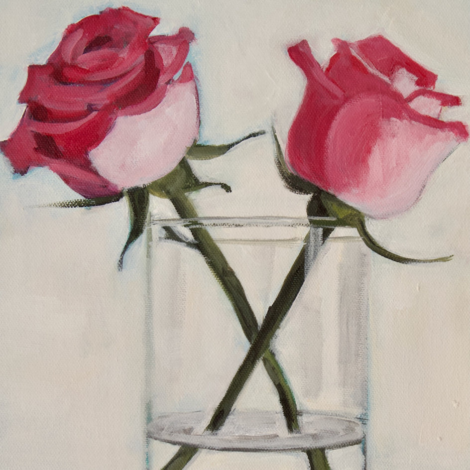 Two Roses by Carey Parks |  Closeup View of Artwork 