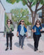 Original art for sale at UGallery.com | Walking in the East Village by Carey Parks | $800 | acrylic painting | 20' h x 16' w | thumbnail 1