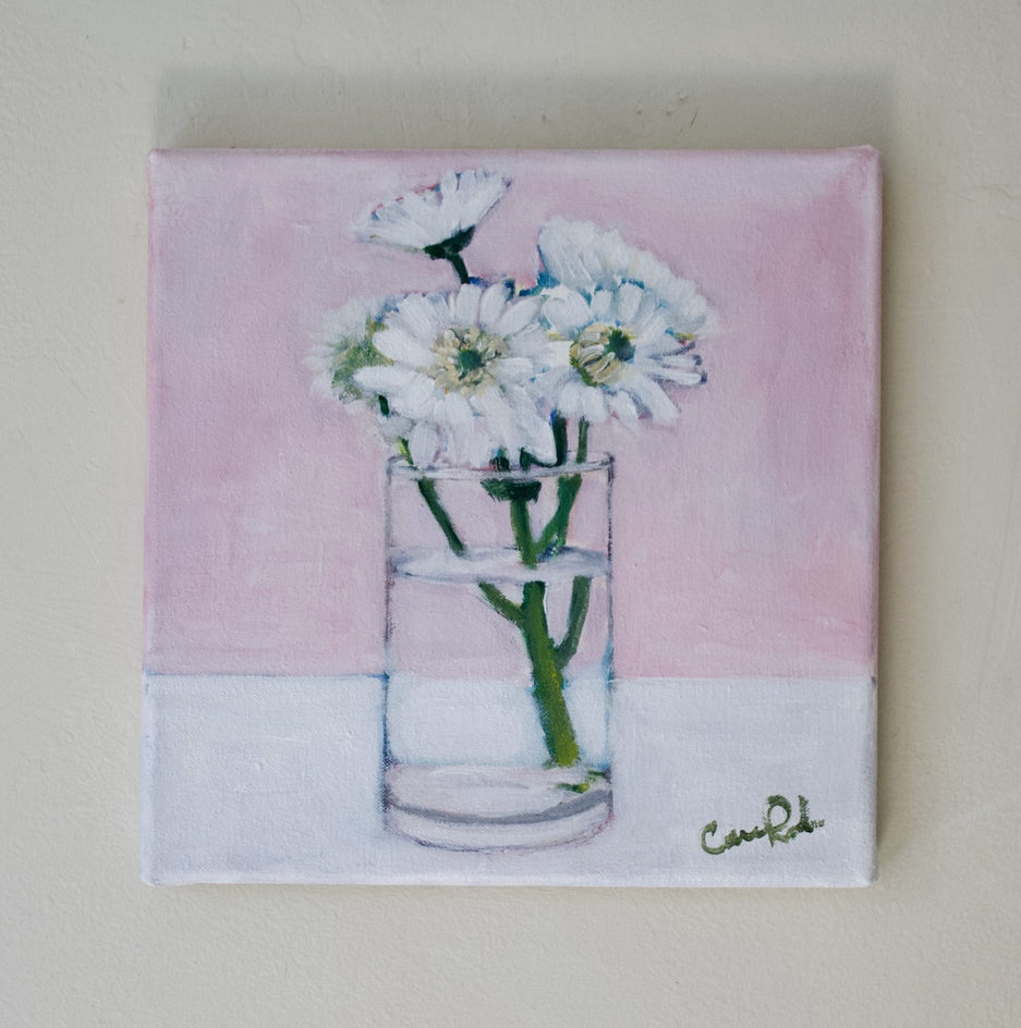 White Flowers by Carey Parks |  Side View of Artwork 