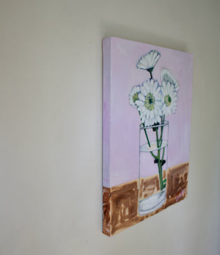 Original art for sale at UGallery.com | White Flowers on Textured Table by Carey Parks | $1,075 | acrylic painting | 28' h x 22' w | photo 2