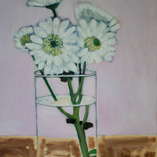 Original art for sale at UGallery.com | White Flowers on Textured Table by Carey Parks | $1,075 | acrylic painting | 28' h x 22' w | photo 4