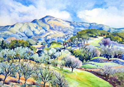 watercolor painting by Catherine McCargar titled Mt. Diablo Spring View