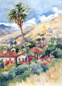 watercolor painting by Catherine McCargar titled Palm Springs Palm