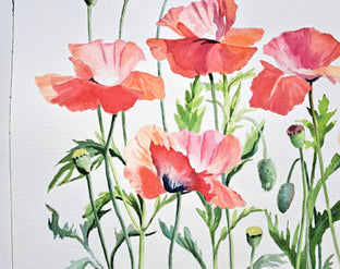 Poppies Aflutter by Catherine McCargar |  Side View of Artwork 
