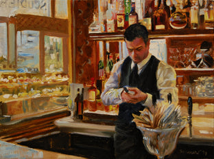 Original art for sale at UGallery.com | Checking the Vintage by Onelio Marrero | $525 | oil painting | 8' h x 10' w | photo 1