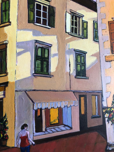 Evening Stroll in Italy (Passeggiata) by Laura (Yi Zhen) Chen |   Closeup View of Artwork 