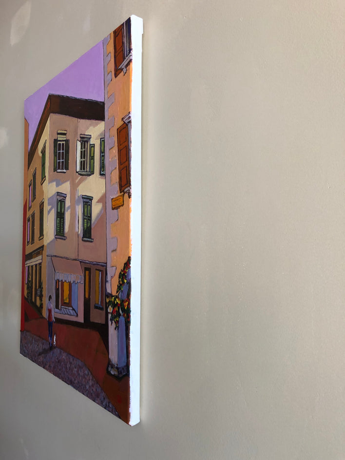 Evening Stroll in Italy (Passeggiata) by Laura (Yi Zhen) Chen |  Side View of Artwork 