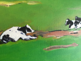 Farmhouse with Cows by Laura (Yi Zhen) Chen |   Closeup View of Artwork 
