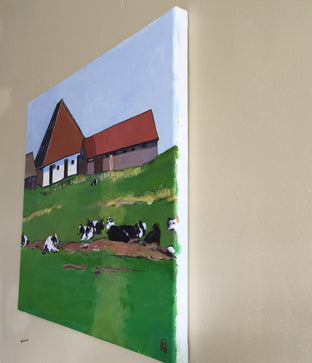 Farmhouse with Cows by Laura (Yi Zhen) Chen |  Side View of Artwork 