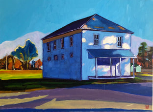 Original art for sale at UGallery.com | Moody Blue House by Laura (Yi Zhen) Chen | $750 | acrylic painting | 18' h x 24' w | photo 1