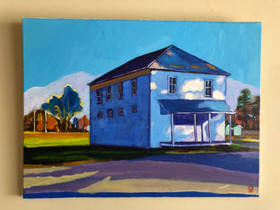 Original art for sale at UGallery.com | Moody Blue House by Laura (Yi Zhen) Chen | $750 | acrylic painting | 18' h x 24' w | photo 3