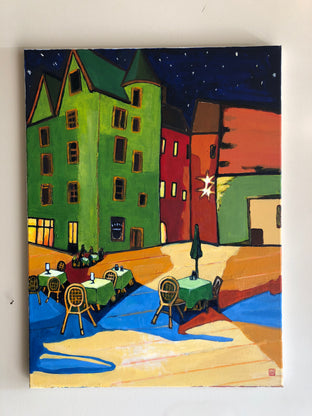 Original art for sale at UGallery.com | Piazza Cafe by Laura (Yi Zhen) Chen | $750 | acrylic painting | 24' h x 18' w | photo 3
