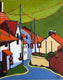 Original art for sale at UGallery.com | Town on the Hill by Laura (Yi Zhen) Chen | $575 | acrylic painting | 20' h x 16' w | thumbnail 1