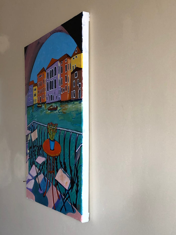 A View from the Balcony by Laura (Yi Zhen) Chen |  Side View of Artwork 