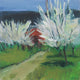Original art for sale at UGallery.com | Blossoming Trees and Path, Provence by Janet Dyer | $525 | acrylic painting | 12' h x 12' w | thumbnail 1