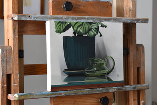 Original art for sale at UGallery.com | Calathea with a Green Pitcher by Christopher Garvey | $625 | oil painting | 9' h x 12' w | photo 2