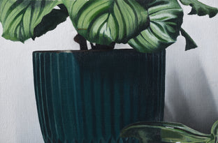 Original art for sale at UGallery.com | Calathea with a Green Pitcher by Christopher Garvey | $625 | oil painting | 9' h x 12' w | photo 4