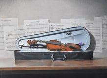 Original art for sale at UGallery.com | Charlotte's First Violin by Christopher Garvey | $3,475 | oil painting | 22' h x 30' w | thumbnail 1