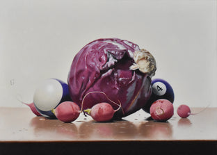 Original art for sale at UGallery.com | Radicchio with Radishes and Two Imposters by Christopher Garvey | $950 | oil painting | 11.5' h x 16' w | photo 1