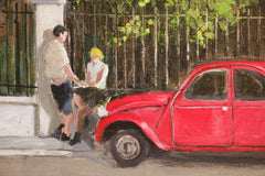 Original art for sale at UGallery.com | The Red Citroën by Bertrand Girard | $1,550 | acrylic painting | 39' h x 27' w | thumbnail 4