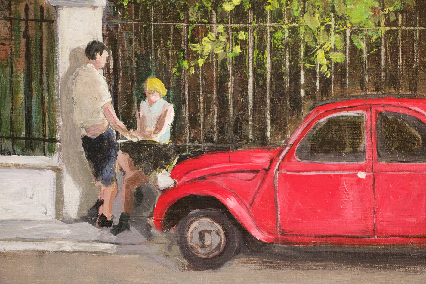 The Red Citroën by Bertrand Girard |  Closeup View of Artwork 