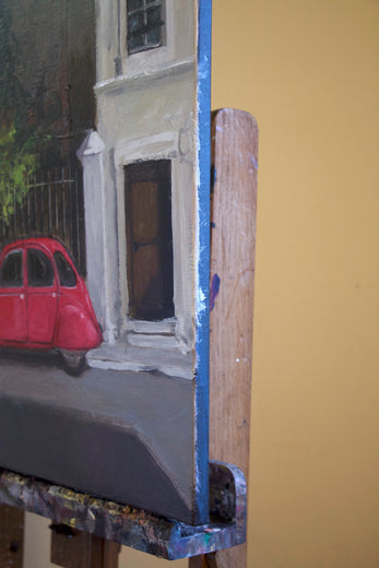 The Red Citroën by Bertrand Girard |  Side View of Artwork 