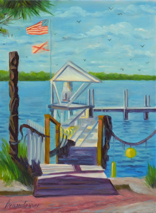 Original art for sale at UGallery.com | City Island Pier by Fernando Soler | $500 | oil painting | 16' h x 12' w | photo 1