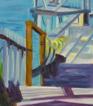 Original art for sale at UGallery.com | City Island Pier by Fernando Soler | $500 | oil painting | 16' h x 12' w | photo 2
