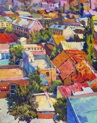 Original art for sale at UGallery.com | Roofs of Forgotten Town by Suren Nersisyan | $1,700 | oil painting | 28' h x 22' w | photo 1