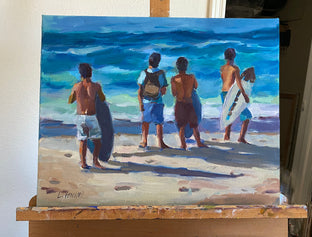 Original art for sale at UGallery.com | Boys of Summer by Claudia Verciani | $1,075 | oil painting | 16' h x 20' w | photo 3