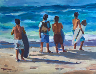 Original art for sale at UGallery.com | Boys of Summer by Claudia Verciani | $1,075 | oil painting | 16' h x 20' w | photo 1