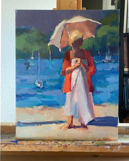 Lady With the Pink Umbrella by Claudia Verciani |  Context View of Artwork 