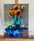 Original art for sale at UGallery.com | Sunflowers and Green Apples by Claudia Verciani | $925 | oil painting | 16' h x 12' w | thumbnail 3