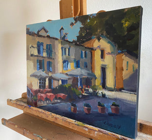 Waiting for the Ferry in Varenna by Claudia Verciani |  Side View of Artwork 